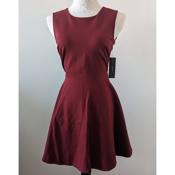 Wine Red and Lace Fit & Flare Dress NWT - Picture 1 of 7